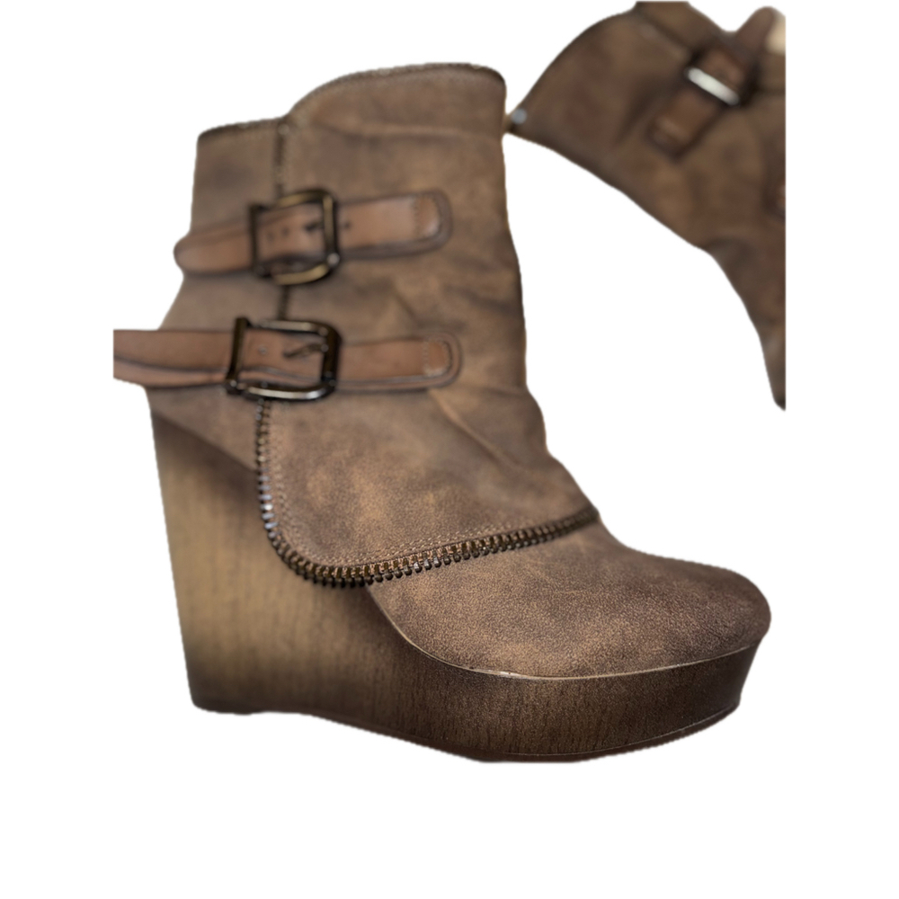 Not Rated Wedge Buckle Ankle Boots